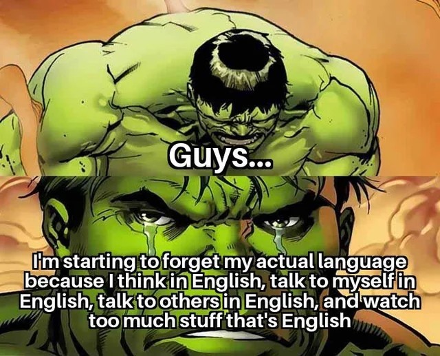 Meme 9: Hulk "Forgetting My Language"